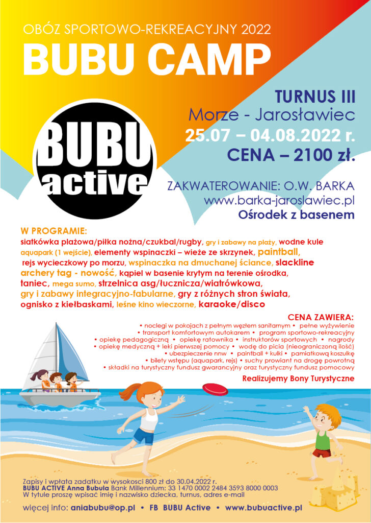 BUBU Camp Morze turnus III – Jarosławiec – dokumenty